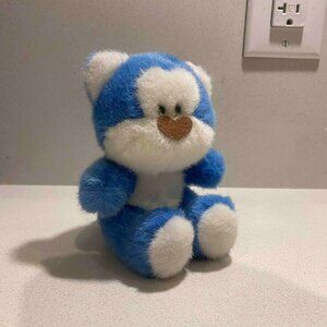 Vintage rare Morning Glory Blue Bear Stuffed Toy 5"